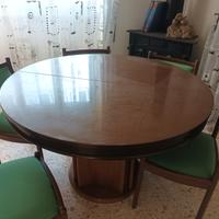 Tavolo sala da pranzo Vintage anni 70 con 6 sedie