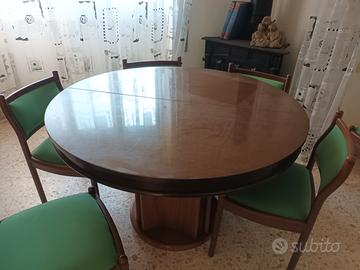 Tavolo sala da pranzo Vintage anni 70 con 6 sedie
