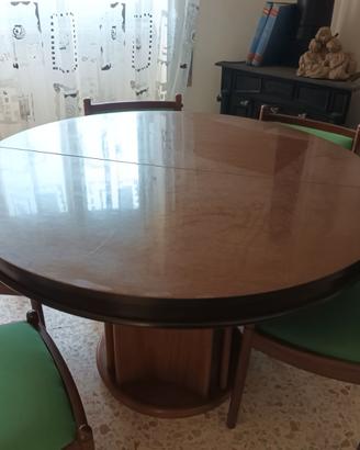 Tavolo sala da pranzo Vintage anni 70 con 6 sedie