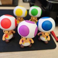 set 5 Figure Toad blu giallo verde rosso viola 