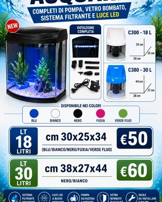 Acquari completi da 18 e 30 litri