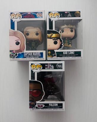 Lotto 3 funko pop marvel loki falcon captain