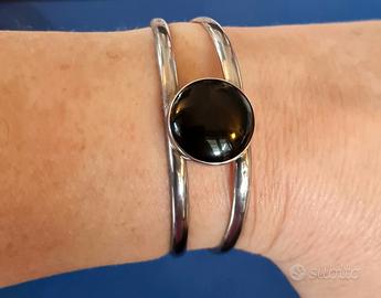 Bracciale vintage Mexico argento cabochon con piet