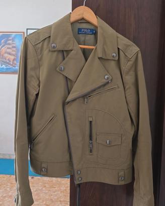 Giacca Chiodo Polo Ralph Lauren in Cotone Kaki