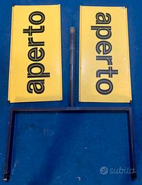 Cartello vitage AGIP “APERTO/CHIUSO” con supporto