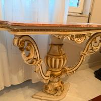 Consolle barocca con piano in marmo + specchio