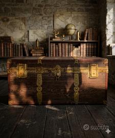 Baule Antico Vintage – Legno e Finiture in Ottone