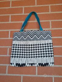 Borsa in tessuto bianco / nero