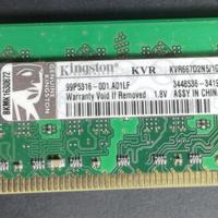 Memoria RAM 1GB - DDR2 PC2-5300 - KVR667D2N5/1G-SP