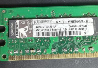Memoria RAM 1GB - DDR2 PC2-5300 - KVR667D2N5/1G-SP