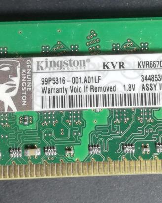 Memoria RAM 1GB - DDR2 PC2-5300 - KVR667D2N5/1G-SP