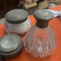 Set di tre pezzi cristallo e argento primi 900