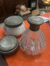 Set di tre pezzi cristallo e argento primi 900
