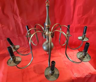 Lampadario anni '40 in ottone puro