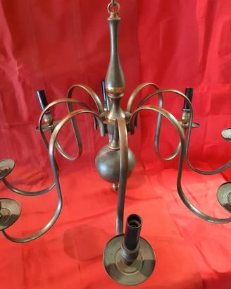 Lampadario anni '40 in ottone puro