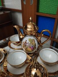 Servizio caffe porcellana oro Fragonard