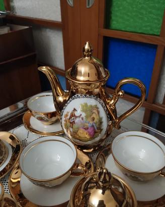 Servizio caffe porcellana oro Fragonard