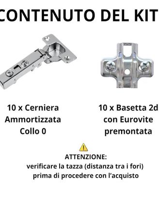 10 Cerniere con ammprtizzazione integrata 110° 45