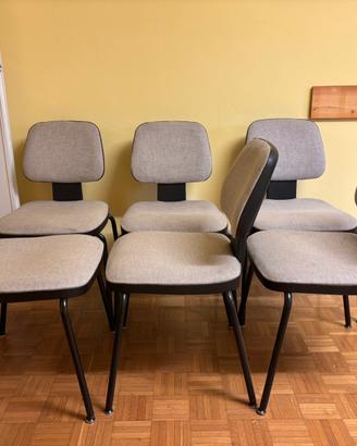 Set di sei sedie da ufficio senza rotelle