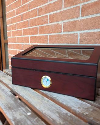 Humidor per sigari in legno con igrometro 