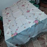 Set Tovaglia grande ricamo mano Vintage Tovaglioli