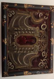 Ex voto antico filigrana Ag in cornice nera e oro