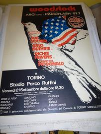 manifesto poster pubblicitario Woodstock torino