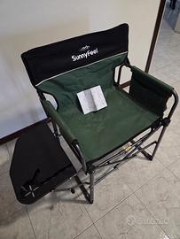 Sedia da campeggio, pieghevole, con tavolino