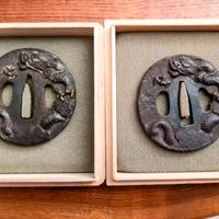 Tsuba daisho antico giapponese scuola  honami