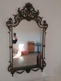 Specchio da parete stile barocco in metallo dorato