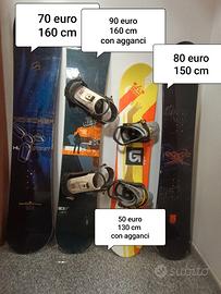 Tavola da snowboard con agganci o senza