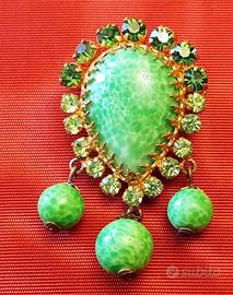 Spilla vermeil goccia anni '60 con pietre dure