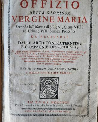 Libro Offizio Della Gloriosa Vergine Maria 1791