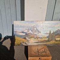 Dipinto olio su tela Monti innevati