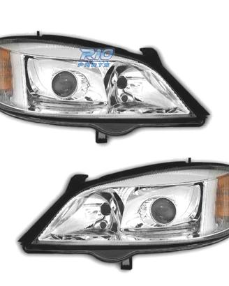 FARI XENON PER OPEL ASTRA G 97-04 FONDO CROMATO