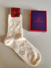 Calze donna Gallo lana rombi panna beige 36 40