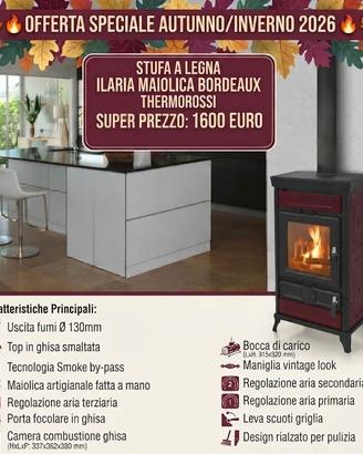 Stufa a legna Ilaria maiolica riscalda 100mq
