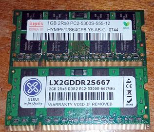 RAM notebook DDR2 SO-DIMM PC2-5300S 1GB + 2GB