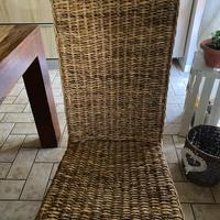 6 sedie etniche in banano intrecciato e legno teak