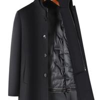 Cappotto nero lungo 100% lana con imbottitura 