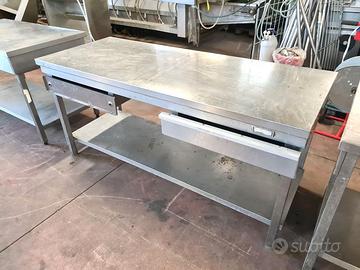 tavolo inox con cassetti e ripiano usato