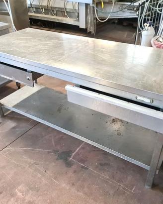 tavolo inox con cassetti e ripiano usato