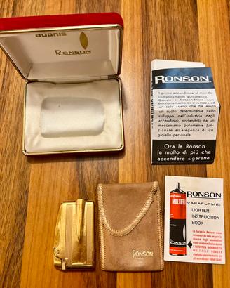 Accendino Vintage Ronson Varaflame Oro - Full Set