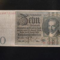 banconota Germania 10 Reich Mark 1924 1929 Berlino