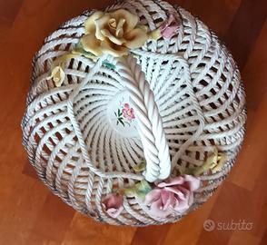 Cestino Centrotavola Vintage Ceramica Bassano