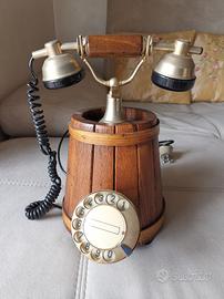 Telefono vintage a botte in legno anni '80