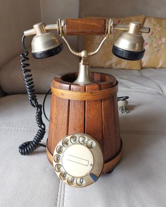Telefono vintage a botte in legno anni '80