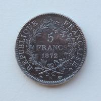 Francia 5 Francs 1872 k, argento, rara