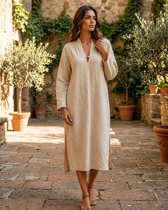 Vestito cotone beige