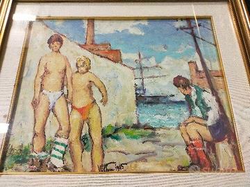 "i bagnanti" olio di Giacomo Vittone